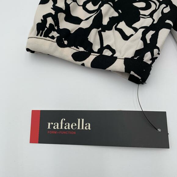 Rafaella Blouse Women's Medium Black & White Allover Print Cinched Waist Stretch - Picture 9 of 9